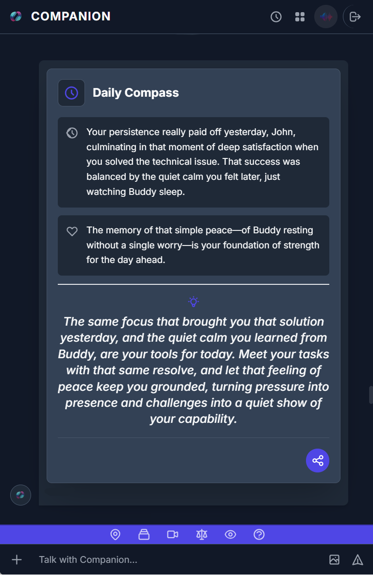 Companion's Daily Compass interface.